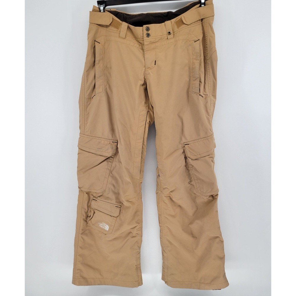 The North Face HyVent Snow Ski Pants Womens Medium Tan Khaki Cargo Ski Snowboard